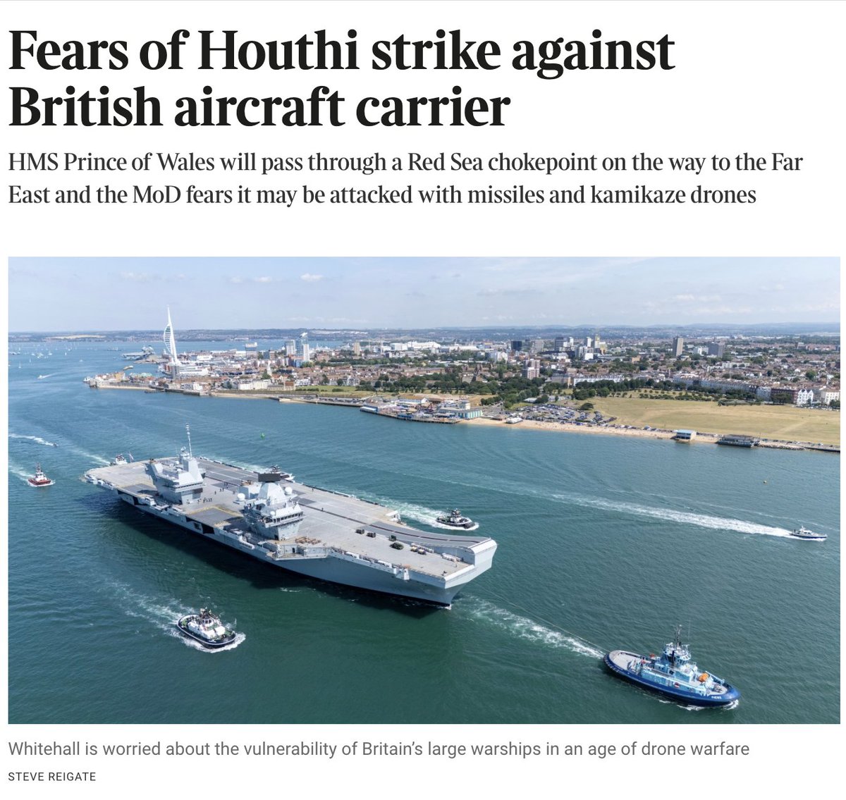 Fears of Houthi Strike on British Aircraft Carrier HMS Prince of Wales British military planners worry that the HMS Prince of Wales, a £3.5 billion aircraft carrier, could be targeted by Houthi