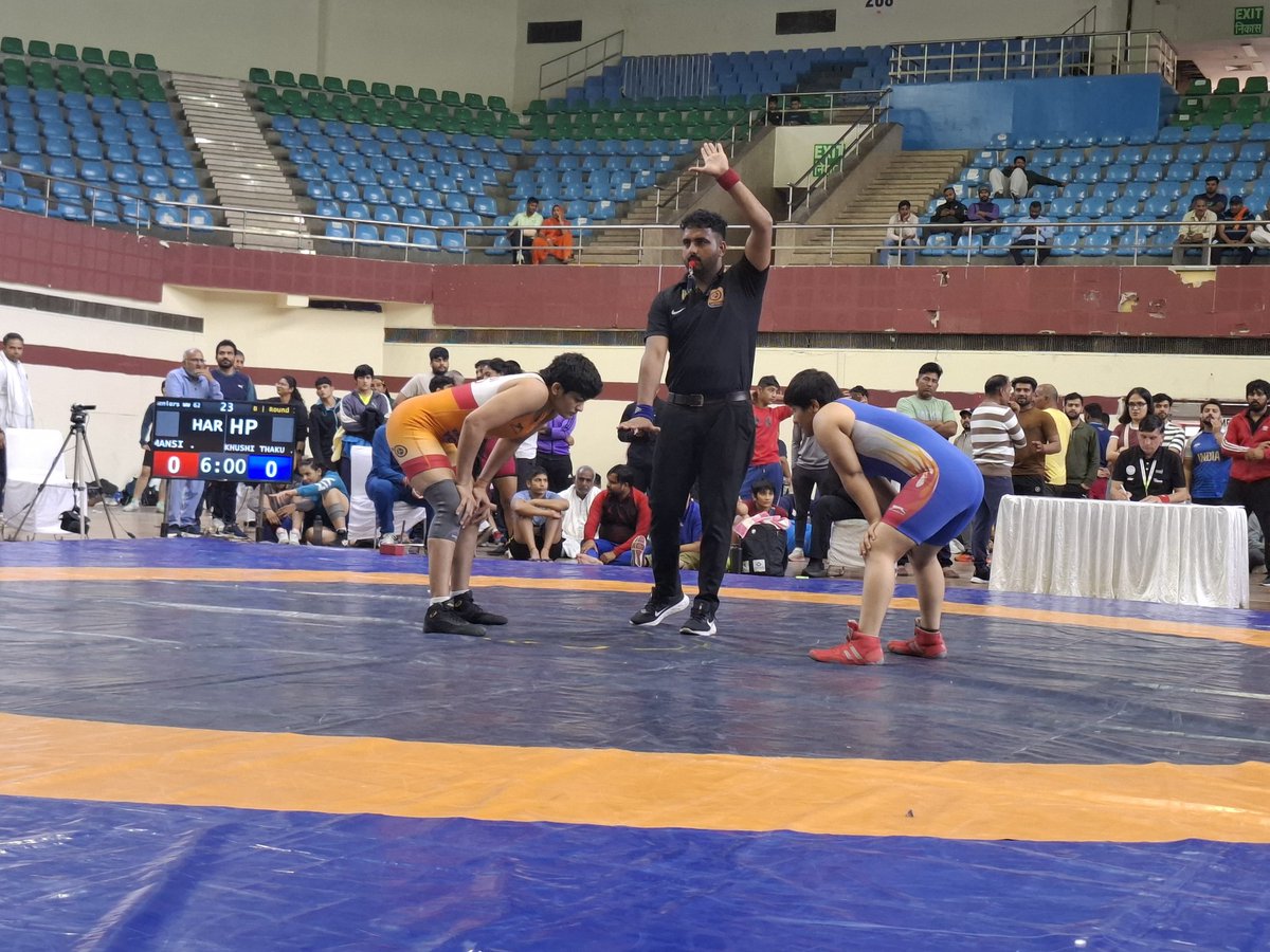 du_jat's tweet photo. ASIAN CHAMPIONSHIPS TRIALS 2025 

2024 विश्व चैंपियनशिप की पदक विजेता मानसी अहलावत ने अपना पहला मुकाबला टेक्निकल सुपीरियोरिटी के आधार पर एकतरफा मुकाबले में हिमाचल प्रदेश की खुशी ठाकुर को हराकर जीता । https://t.co/sftvmIOdZs