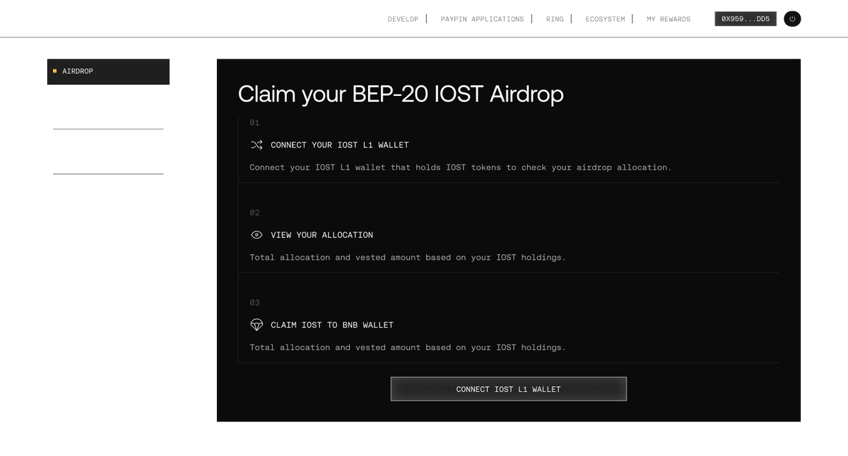 IOST_Official's tweet photo. Procedures on how to claim airdrops https://t.co/vUDFyIusEk
