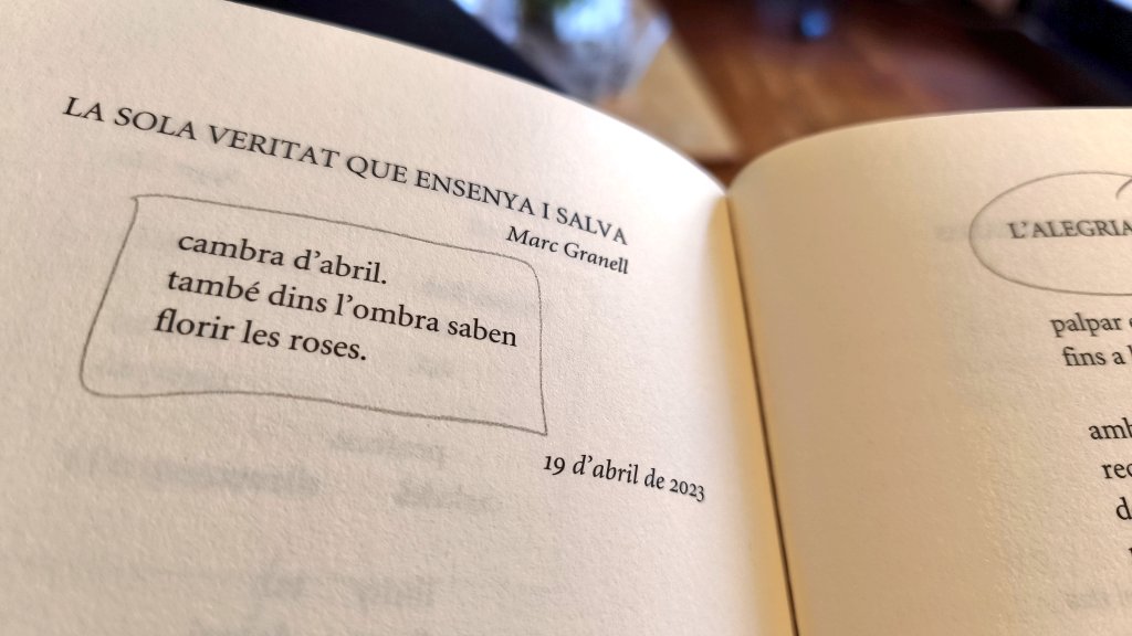 "No hi ha res que em console tant ara com observar els esqueixos i tractar de descobrir-hi qualsevol signe de canvi."

L'alegria de l'oblit
Maria Josep Escrivà 🥀

He fet entrar la llum dins ma casa nuvol.com/llibres/he-fet…