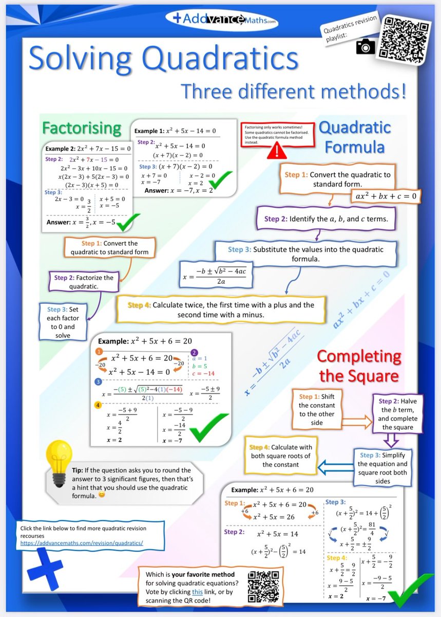AddvanceMaths's tweet photo. GCSE Quadratics revision page!

Includes a Posters, revision videos and exam question booklets! ⭐️😊 

https://t.co/guj95len3q https://t.co/HB0UiW43SS