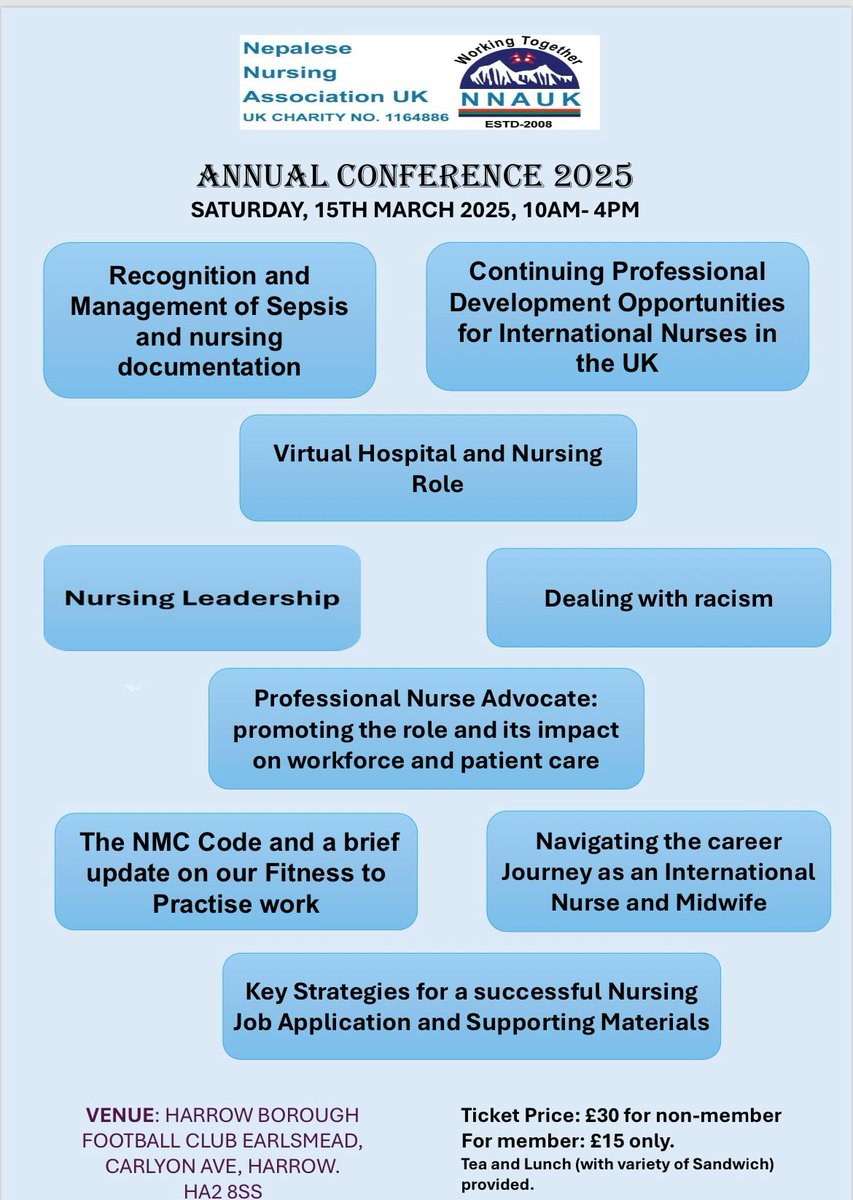 Nepalese Nursing Association UK (@nna_uk) on Twitter photo The day has arrived. We can hardly contain our excitement as we prepare to welcome all our esteemed speakers, guests, and dedicated nurses in our annual conference today. <a href="/NepalEmbassyUK/">Nepal in the UK</a>
<a href="/bejoysebastian/">Bejoy Sebastian</a>
<a href="/felicia_kwaku/">Dr Felicia Kwaku, OBE, RGN</a> The day has arrived. We can hardly contain our excitement as we prepare to welcome all our esteemed speakers, guests, and dedicated nurses in our annual conference today. <a href="/NepalEmbassyUK/">Nepal in the UK</a>
<a href="/bejoysebastian/">Bejoy Sebastian</a>
<a href="/felicia_kwaku/">Dr Felicia Kwaku, OBE, RGN</a>