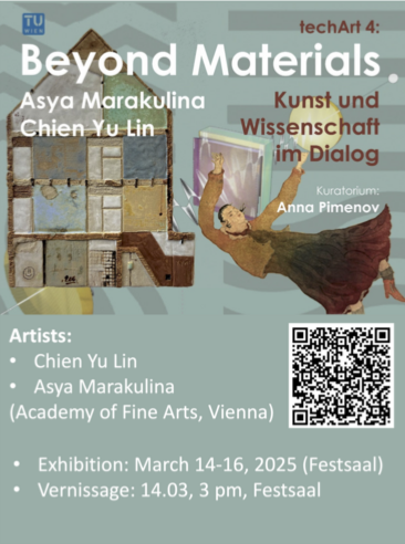 Rupprechter_Lab's tweet photo. techArt4: Beyond  Materials 🖌️ 🎨 🖼️🪙 ⏳ 🍃 🔬 ☀️ opened yesterday with the exhibition  on display until tomorrow (Curator: Anna Pimenov). We are glad to  contribute self-cleaning paint. 
https://t.co/y3RvHOwezc
https://t.co/WjmCO9ko5B https://t.co/RuvbHQiKh1