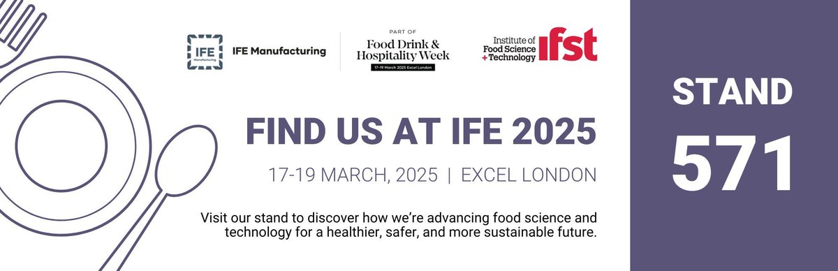 ifstnews's tweet photo. 🍽️ Visit our stand at IFE Manufacturing! 🍽️
Starting this Monday at ExCeL London, come and meet us at Stand 571!

🌟 Discover how we’re shaping the future of food science and technology.
🌟 Connect with experts and explore innovative solutions for the food industry. https://t.co/WxQBd1QxMM