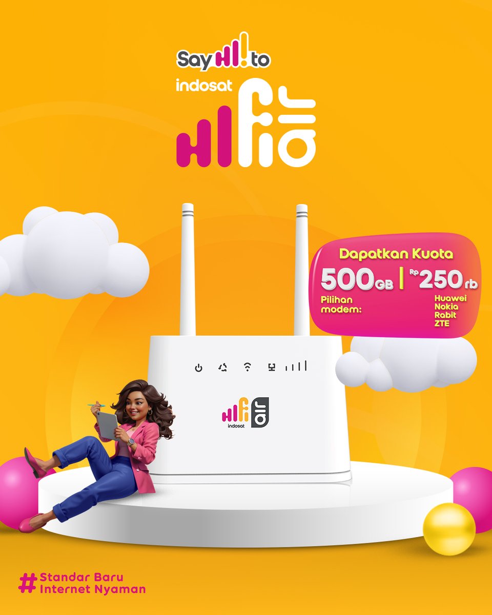HiFicare's tweet photo. Say Hi! to Standar Internet Nyaman, Hemat Beneran 🥳

Makin lancar, stabil, dan tanpa gangguan!

Buktikan sekarang dengan berlangganan di https://t.co/aALnx0Dmfx  

#IndosatHiFi #StandarBaruInternetNyaman https://t.co/j0AE9zKf2q