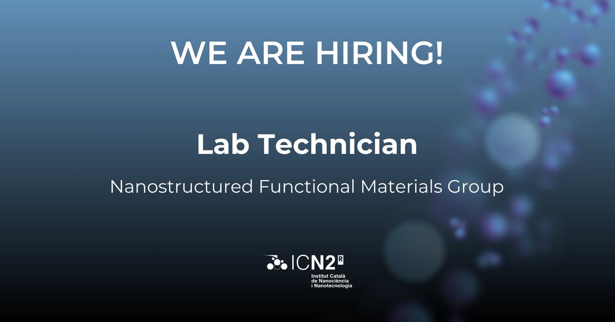 icn2nano's tweet image. 📢 𝗡𝗘𝗪 𝗢𝗣𝗘𝗡 𝗣𝗢𝗦𝗜𝗧𝗜𝗢𝗡❗

➡️  𝐋𝐚𝐛 𝐓𝐞𝐜𝐡𝐧𝐢𝐜𝐢𝐚𝐧 for the @Nanosfun_ICN2, led by CSIC Prof. Daniel Ruiz

🎯 Check the job conditions &amp;amp; apply here! 👉 f.mtr.cool/mdkdsqtzpj
🔃 Or 𝐬𝐡𝐚𝐫𝐞 within your network!

#BarcelonaJobs #ParkinsonTreatment #Nanoscale