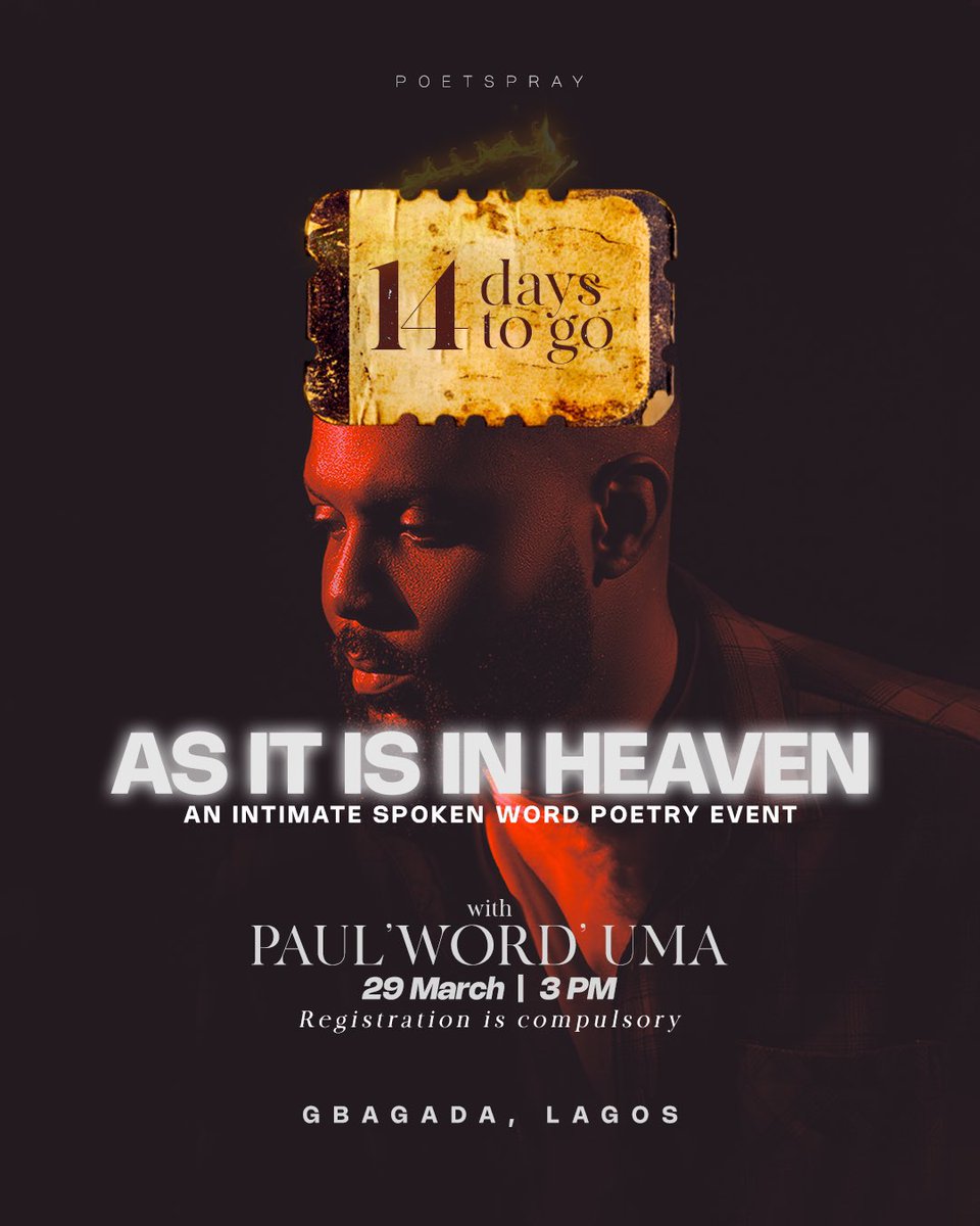 paulworduma's tweet photo. And the countdown begins!

God has started this work and He will perfect it on that day.

Thank you to every who has contributed to this assignment through prayers and financial commitment. Thank you and I don't take this for granted.

Don't forget that the event is FREE. https://t.co/nTXH0W7847