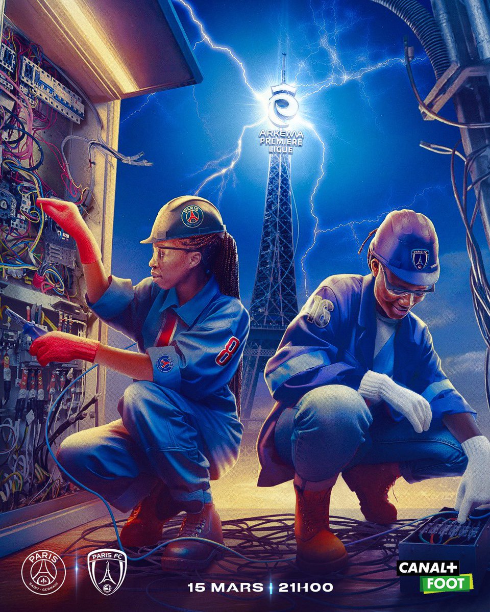 Une 𝐚𝐟𝐟𝐢𝐜𝐡𝐞 𝐞́𝐥𝐞𝐜𝐭𝐫𝐢𝐪𝐮𝐞 ! ⚡️💡

Tous deux prétendants à la 𝒅𝙚𝒖𝙭𝒊𝙚̀𝒎𝙚 𝙥𝒍𝙖𝒄𝙚, le <a href="/PSG_Feminines/">PSG Féminines</a> &amp; le <a href="/PFC_feminines/">Paris FC Féminines</a> s’affrontent ce samedi soir au 𝘾𝒂𝙢𝒑𝙪𝒔 𝑷𝙎𝑮 📍

⏱️ 21H00 
📺 <a href="/CanalplusFoot/">CANAL+ Foot</a> 

#ArkemaPL