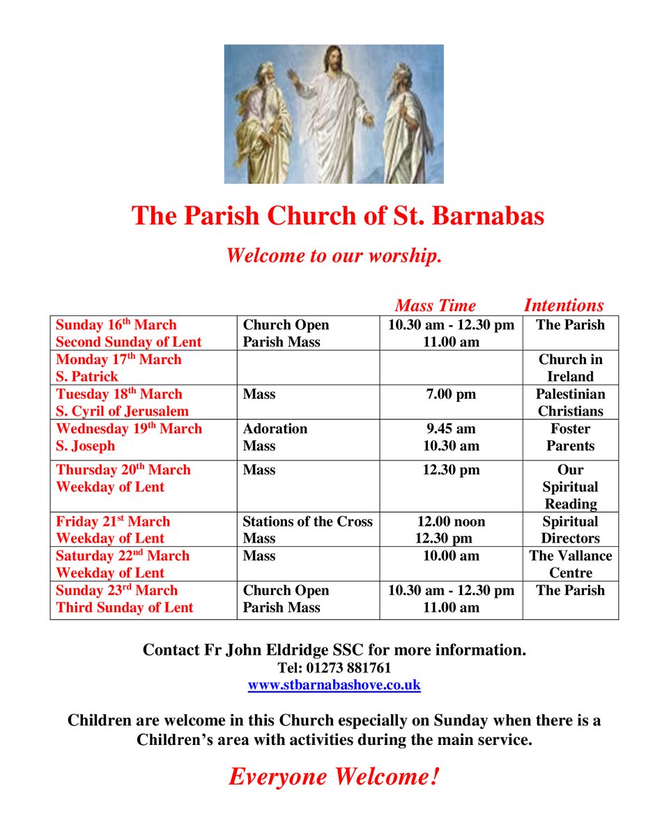 Here are the times for the church to be open for private prayer and Masses for the upcoming week.
#ChichesterDio #churchofengland #stbarnabas #hove #Sussex #ChiCathedral