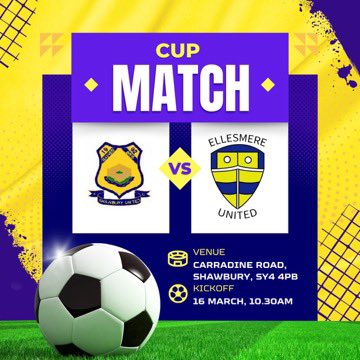 JASON BRAMALL QUARTER FINAL 🟡🔵

Come and watch the lads awaybto Shawbury as they try to reach their 2nd semi-final of the season!

Time to take back the trophy 😍

UP THE MERE! 🟡🔵