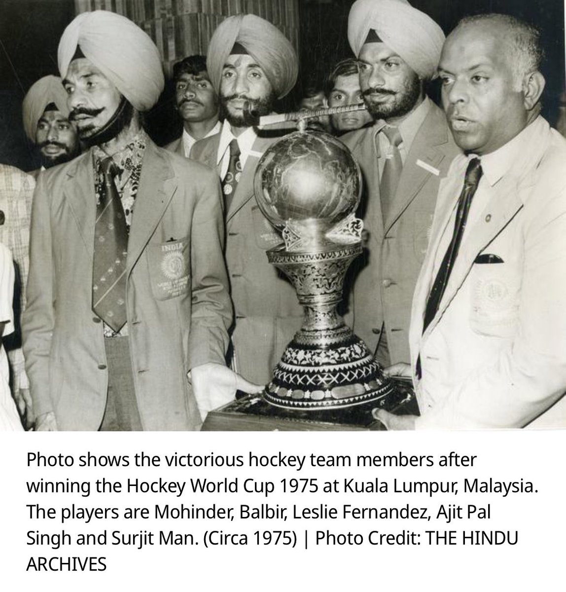 virenrasquinha's tweet photo. Woww!! 50 yrs since the Indian 🏑 team won the World Cup in KL in 1975. Such stars of that era. Ajit Pal Singh, Ashok Kumar, Michael Kindo &amp; many more. 

Let’s hope Harmanpreet &amp; team can mount a serious challenge for 🥇 at the next 🏑 World Cup in Aug 2026 in Belgium &amp; Holland. https://t.co/hEdWx6uwBF