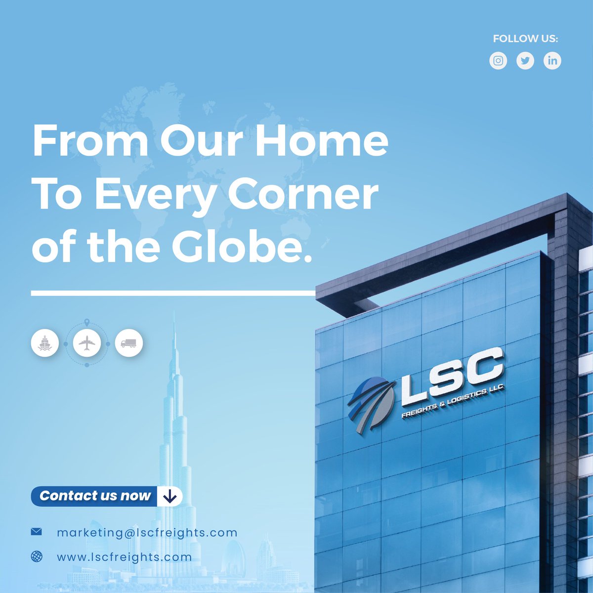 llc_lsc's tweet photo. Our Home, Your Gateway to the World! 
 From our home base, we make global logistics effortless for you. 

Let’s move forward together!
Get in touch today – marketing@lscfreights.com

Follow us for more updates!
#globalshipping #logistics #lscfreights https://t.co/yvKhMuA8kW