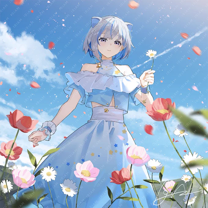 IRIAMのイベント【illustration for you 描き下ろしイラスト・背景を手に入れよう!】のキービジュを描かせていただきましたテーマは晴れのち花園です  #IRIAM 