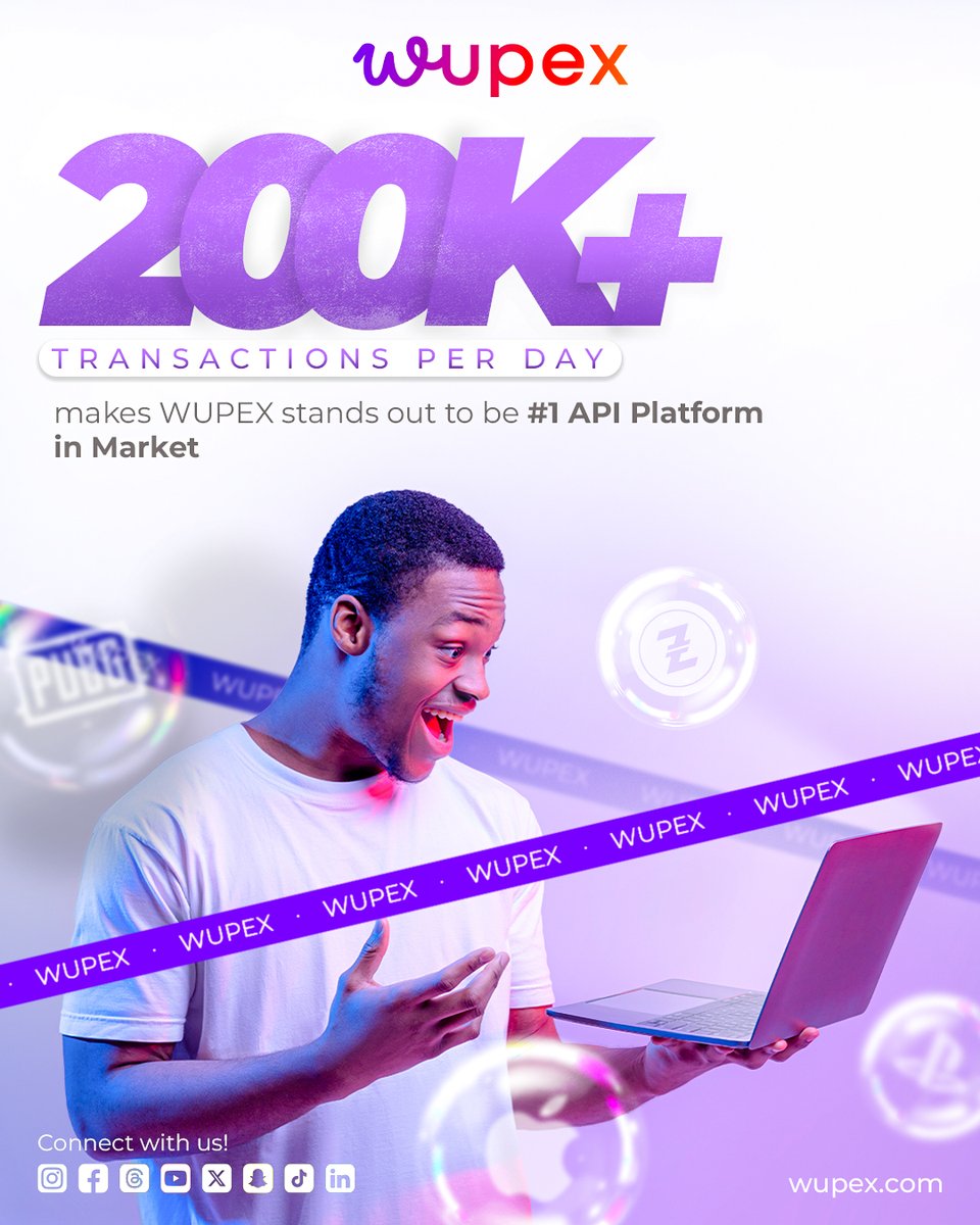 wupexcom's tweet photo. 👑 "200K+ Daily Transactions, Zero Competitors in Sight.
WUPEX: Where speed meets scale, and rivals meet their match. 💥
Unlock effortless gifting today 👉 https://t.co/dPdNo6Y15w

#WUPEX #DigitalGfiting #Gifting #giftingmadeeasy #giftingideas #giftbox #digitalgiftcard #GiftCards https://t.co/cjotoOyvxt