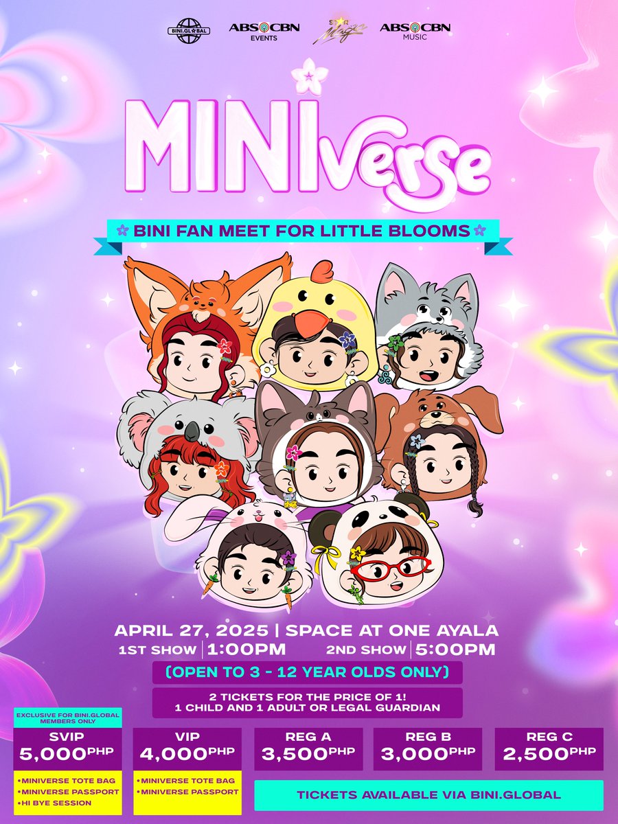 BINI_ph's tweet photo. Hey there, little besties (and guardians)! 💖 Check out the ticketing seat plan and guidelines so you’re all set for our special #BINI_Miniverse fan meet!🎟️✨

We’re soooo excited to share fun moments, giggles, and happy memories with you this April 27, 2025! See you soon! 🫶💖

#BINI #MINIverse #StarMusicPH #ABSCBNMusic #ABSCBNEvents