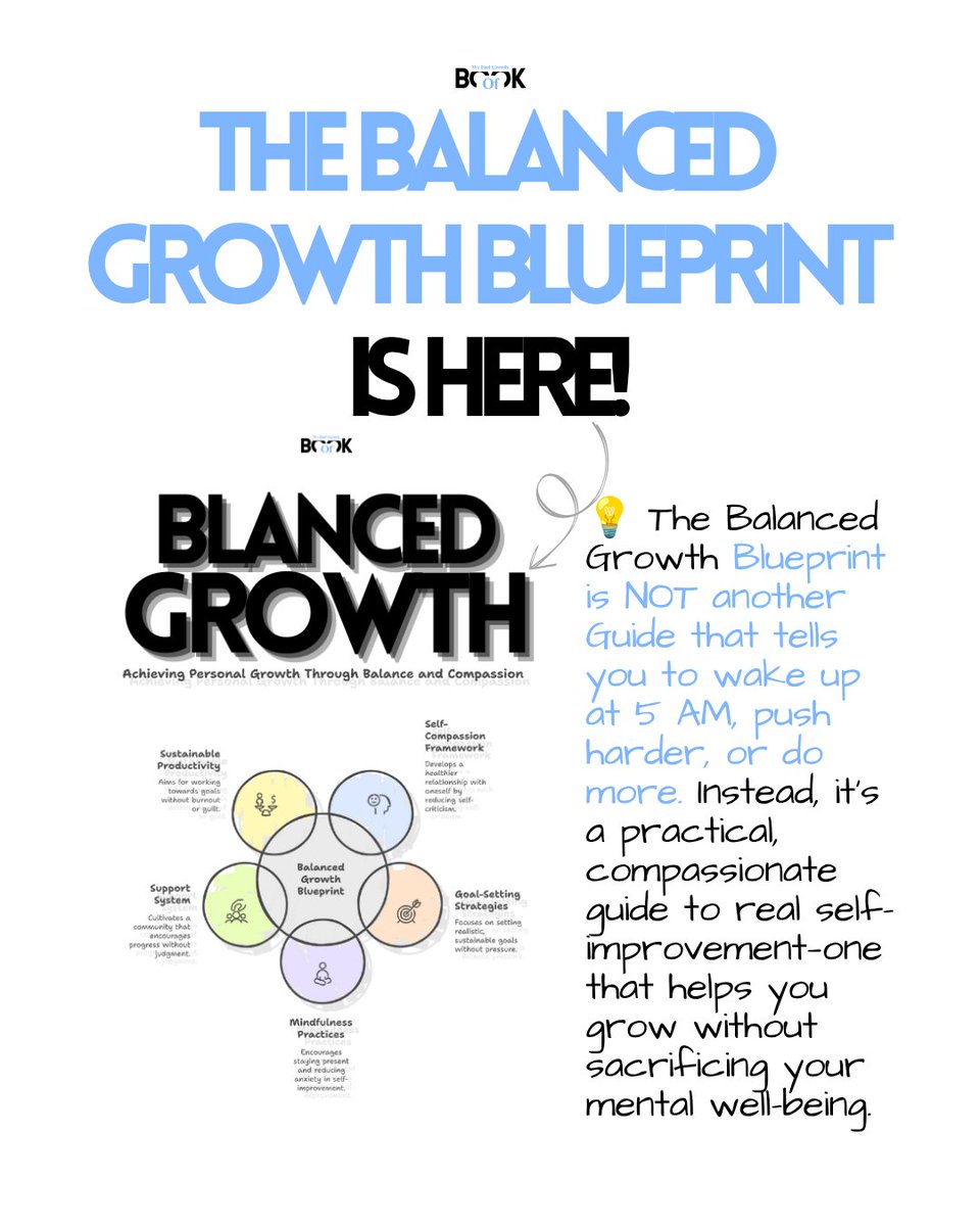BookOfyoU01's tweet photo. "I used to think self-improvement meant working harder. I was wrong."

For years, I was obsessed with getting better. I chased productivity, optimized my habits, and pushed myself to the limit.

Check out BALANCED GROWTH BLUEPRINT 👇
https://t.co/NABJr8Ydon https://t.co/ZCLxp38Yjb