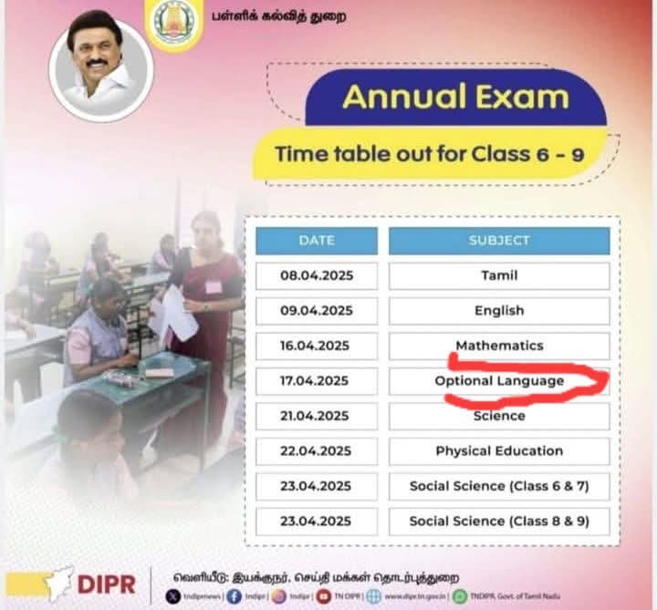 prem600054's tweet image. இருமொழி கொள்கை நிலைப்பாட்டில் தமிழக அரசு இருப்பதாக சொல்லப்படுகிறது. 

சரி ரைட்டு, அதென்ன மூன்றாவது மொழியாக ஆப்ஸ்னல் லேங்வேஜ்??

#OptionalLanguage #thirdlanguage
#tamilnadu #DMKFails #DMKGovt

@AIADMKOfficial @EPSTamilNadu @AIADMKITWINGOFL @satyenaiadmk 
@Alexandermla1 @AvadiRahim