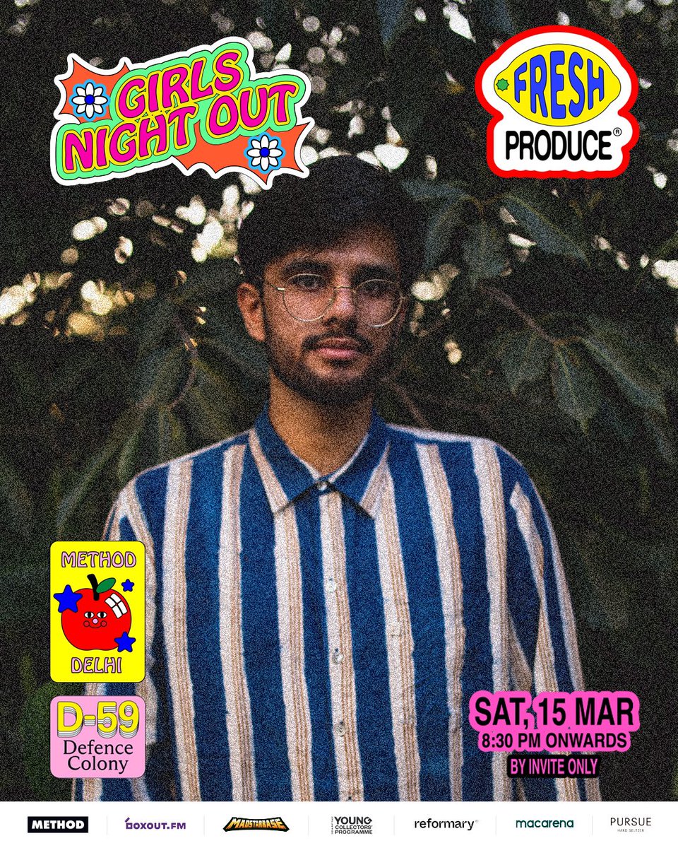 Fresh Produce concludes with a closing event on Saturday, March 15 at Method, Delhi. Featuring <a href="/nashjrofficial/">NASH</a> &amp; Girls Night Out, serving up the finest alternative sounds to send off this edition the right way. 

Supported by <a href="/pursuedrinks/">Pursue Hard Seltzer</a> &amp; Macarena

#FreshProduce #MethodIndia