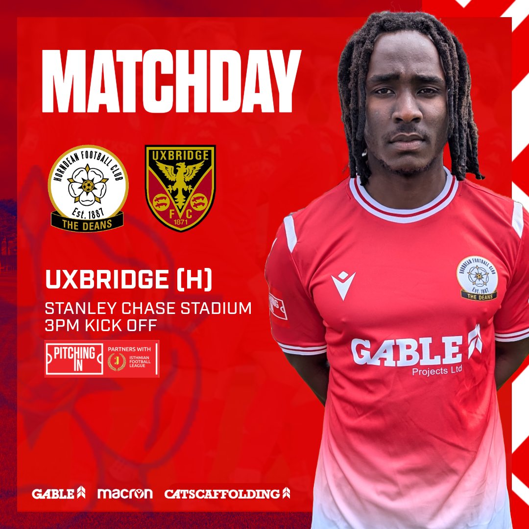 Horndean_FC's tweet photo. Matchday | @uxfc_redarmy (H)

Another tough encounter at home as we host high-flying Uxbridge. Come and get your Saturday football fix at Five Heads! 🔴⚪

🏟️ Stanley Chase Stadium, PO8 9NZ 
⏰ 3pm KO 
🎟️ £10 Adults | £7 Concessions 

#UpTheDeans https://t.co/dFr1DdCLaP