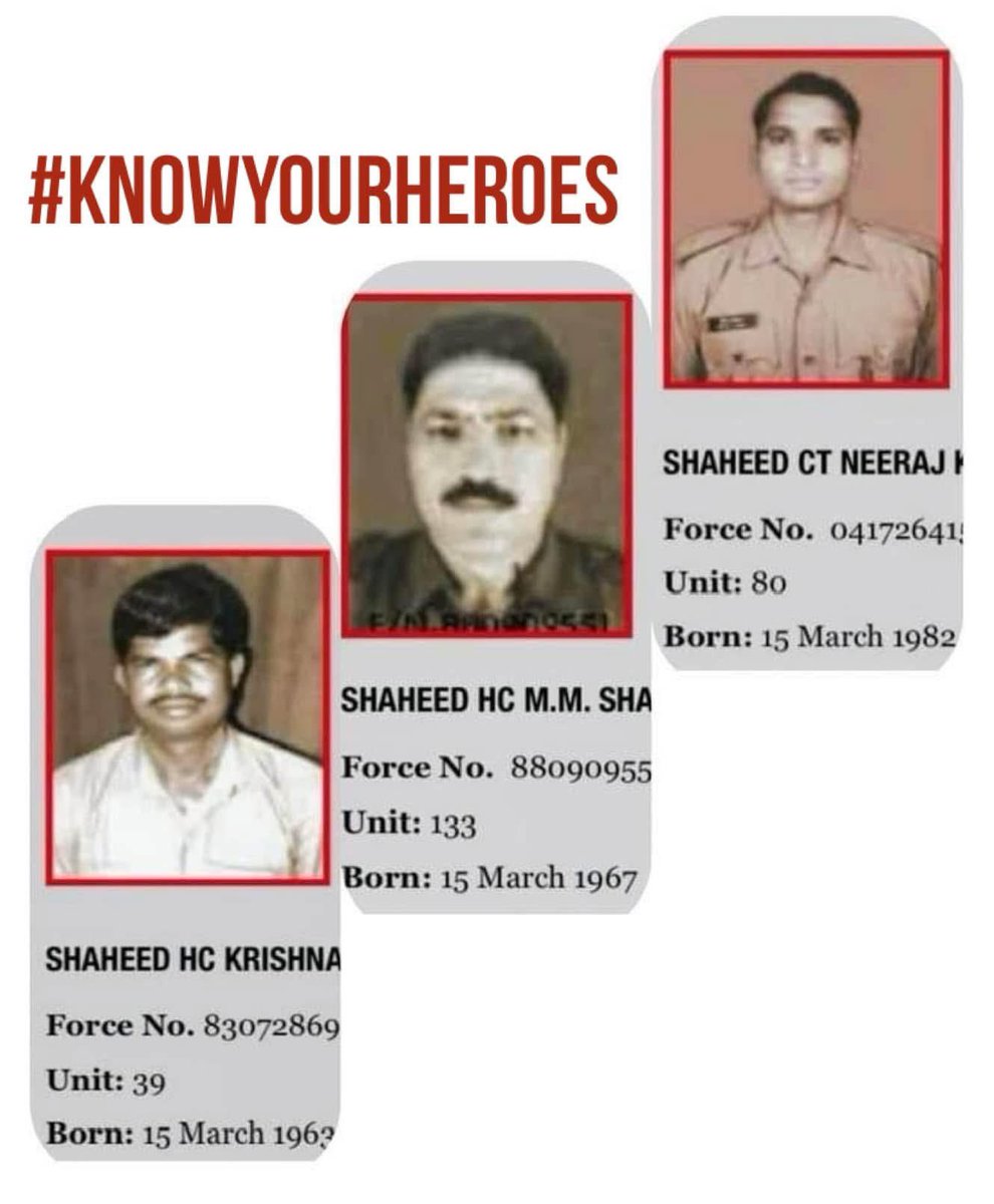 priority_n's tweet photo. Born on Same Day different years
Donned #Uniform of @crpfindia
Shared Cause,Service before Self
Bothers in Arms Immortalized for us.
Happy Birthday Heroes
HC KRISHNA PAL #39BN
HC M.M.SHARMA #133BN
CT NEERAJ KUMAR #80BN
Sacrificed in 2004,2009,2014 respectively.
#KnowYourHeroes https://t.co/IECDYGBCfZ