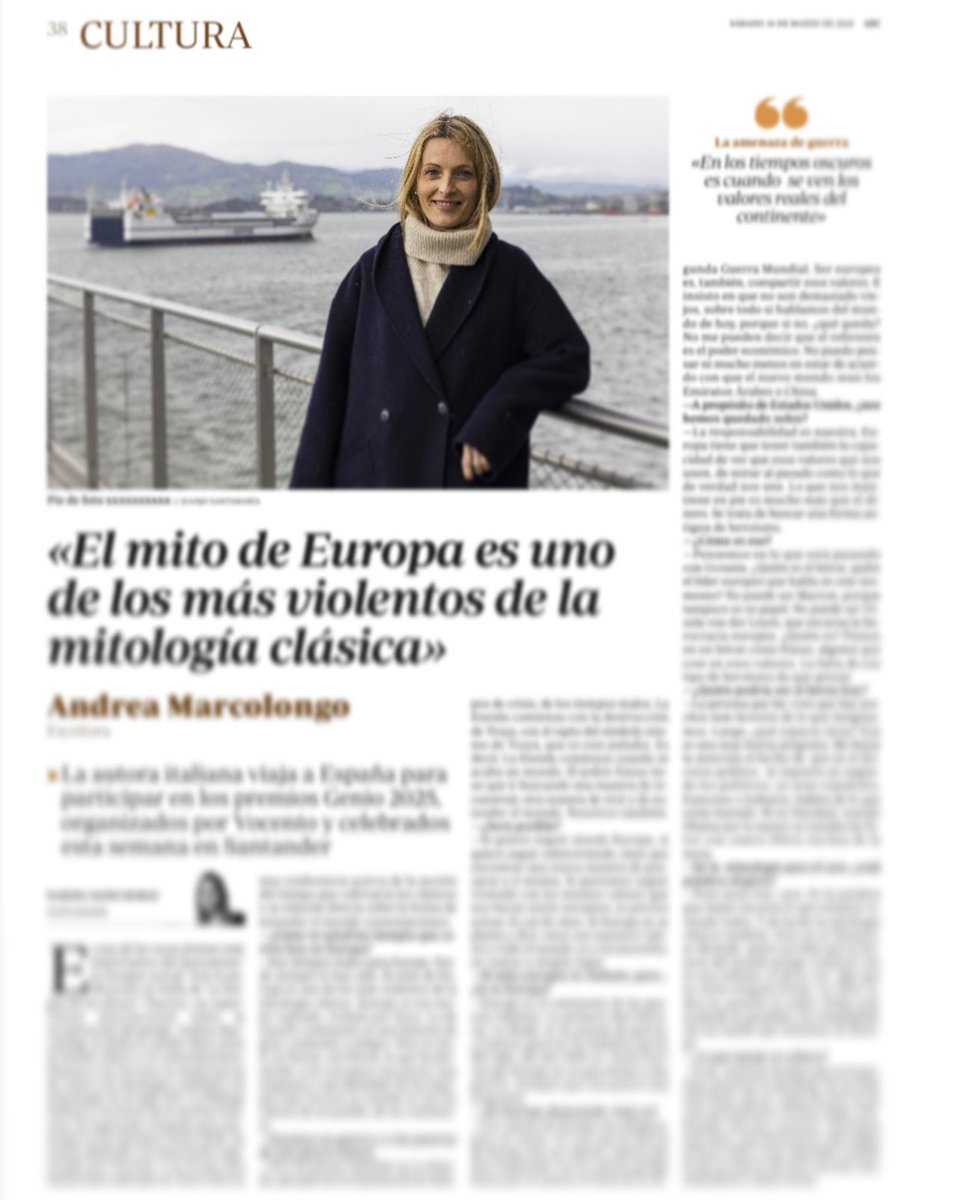 Karina Sainz Borgo (@karinasainz) on Twitter photo Es una de las voces jóvenes más importantes del pensamiento europeo actual. <a href="/AndreaMarcolong/">Andrea Marcolongo</a> ha regresado a España para participar en los premios Genio 2025 <a href="/PremiosGenio/">Premios GENIO</a> <a href="/Vocento/">Vocento</a>
En <a href="/abc_es/">ABC.es</a> hablamos con ella de mitología y actualidad
abc.es/cultura/andrea… Es una de las voces jóvenes más importantes del pensamiento europeo actual. <a href="/AndreaMarcolong/">Andrea Marcolongo</a> ha regresado a España para participar en los premios Genio 2025 <a href="/PremiosGenio/">Premios GENIO</a> <a href="/Vocento/">Vocento</a>
En <a href="/abc_es/">ABC.es</a> hablamos con ella de mitología y actualidad
abc.es/cultura/andrea…