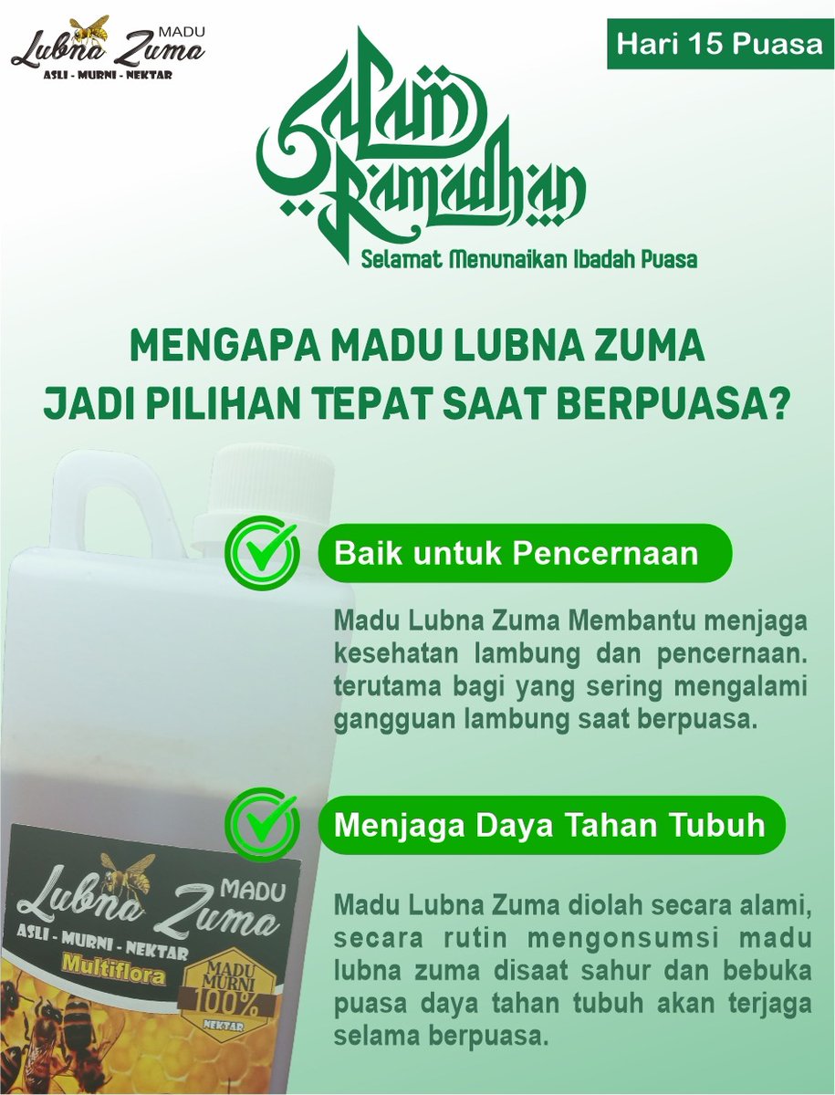 MaduZuma's tweet photo. Madu Lubna Zuma adalah madu terbaik yang merupakan Madu Asli Murni Nektar yang di proses secara alami oleh lebah jenis meliafera. https://t.co/MlqQFLg57o