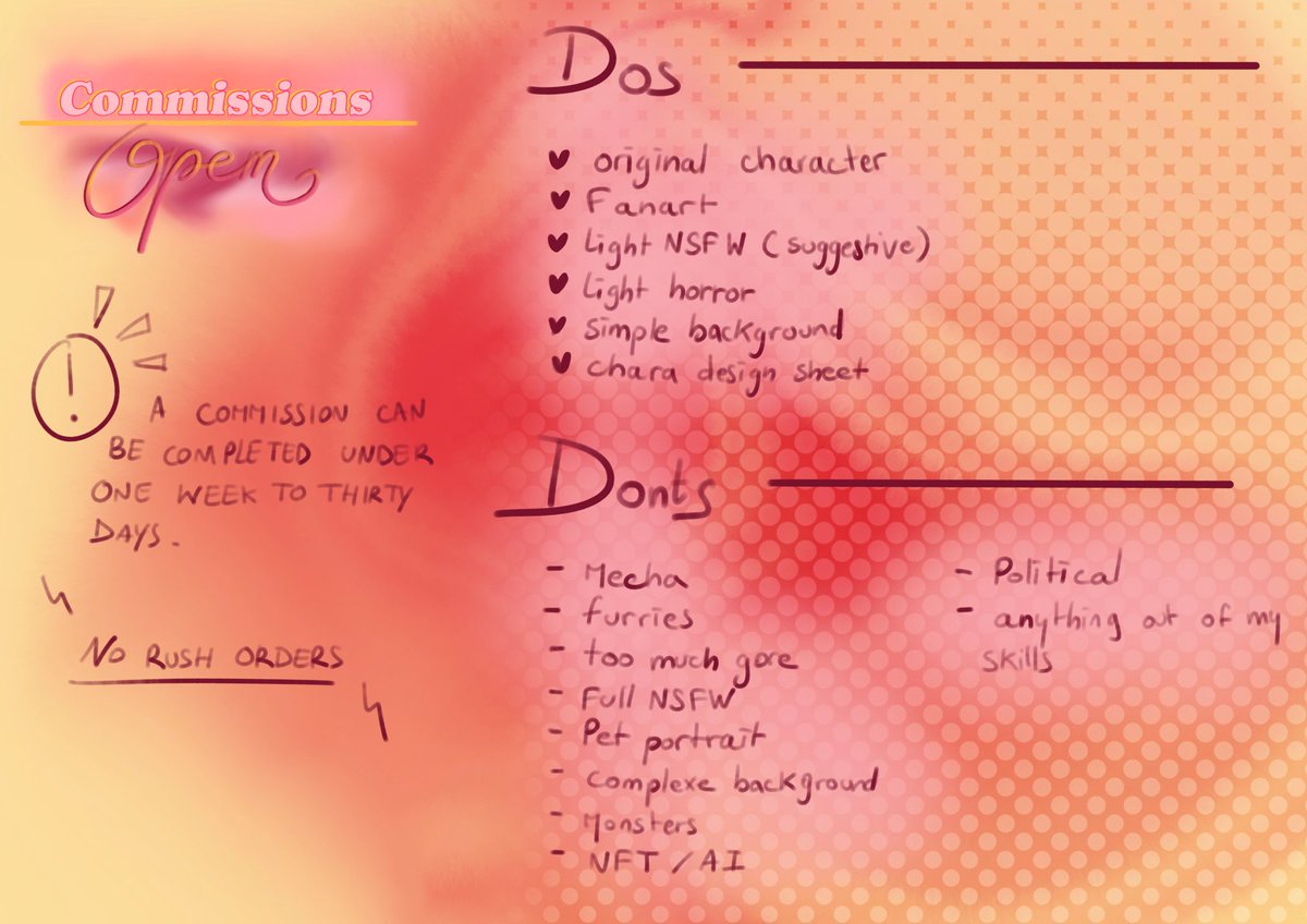 astramonaxia's tweet photo. The nsfw is light ( suggestive) and horror is light.

Paypal Only via my Ko-fi

Let’s connect !

#originalcharacter #fanart #nsfw #HorrorGames #fantasy #bookaddict #DigitalArtist https://t.co/8p76axJFIj