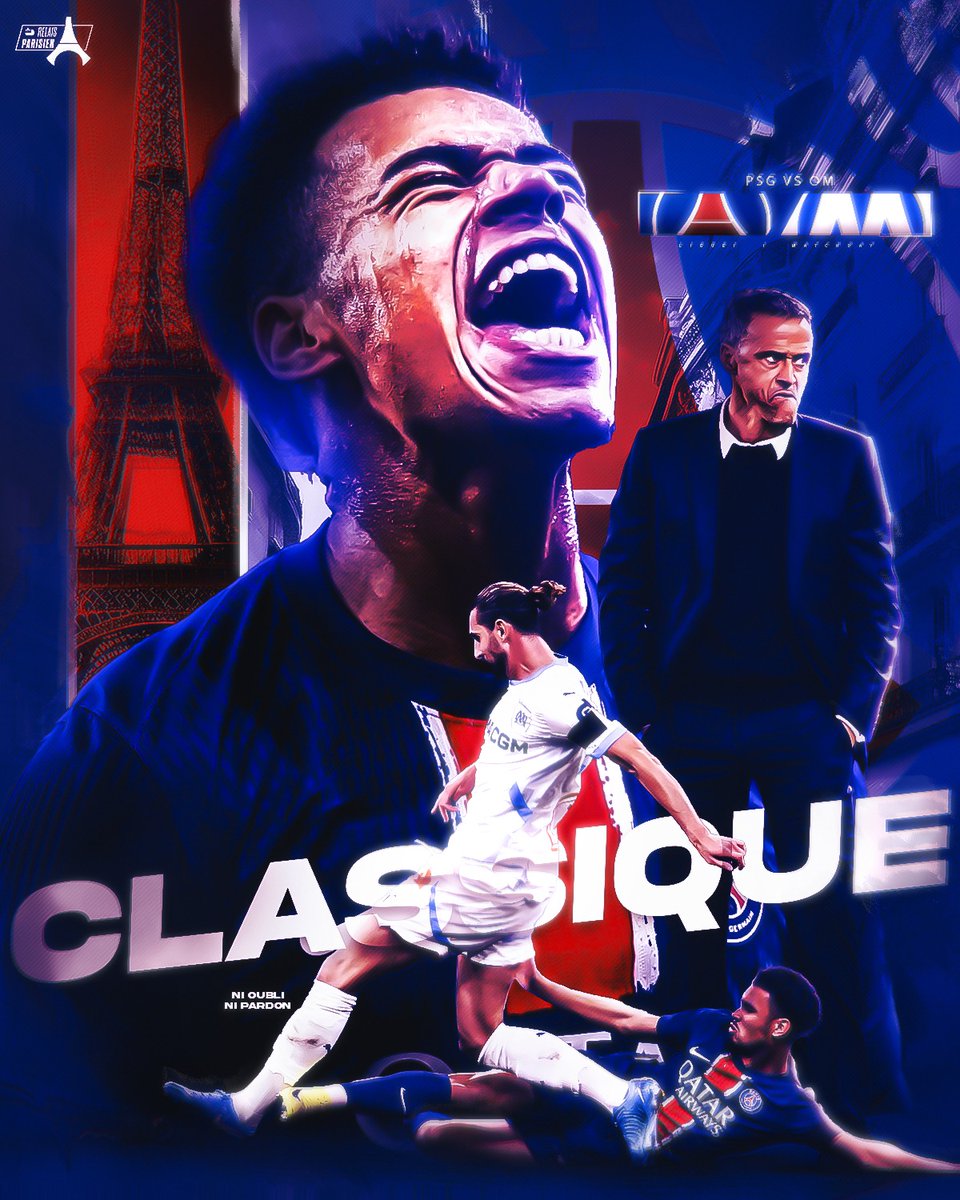 ⚽️𝐉𝐎𝐔𝐑 𝐃𝐄 𝐂𝐋𝐀𝐒𝐒𝐈𝐐𝐔𝐄⚽️

Le PSG reçoit l'OM à l'occasion de la 26e journée de L1 ! 🔥

Le but : éteindre ce petit club après la qualif en LDC ! ⚔️

Le match est à suivre à 20h45 sur <a href="/DAZN_FR/">DAZN France</a> ! ⌚️📺

𝐀𝐋𝐋𝐄𝐙 𝐏𝐀𝐑𝐈𝐒 ! ❤️💙

🎨 (<a href="/AnthoVA91/">Antho</a>)

#PSGOM | #LeClassique