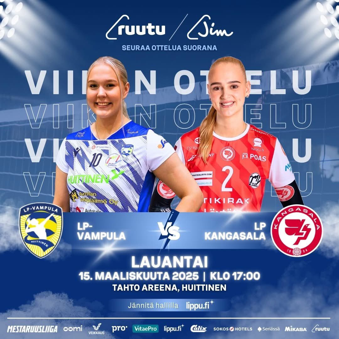 VampulaLp's tweet photo. TÄNÄÄN on PUOLIVÄLIERÄPÄIVÄ Huittisissa!💛💙

⭐️LP Kangasala vs LP-Vampula⭐️

🏐La 15.3. klo 17.00 Huittinen, Otteluisäntänä Vampulan Yrittäjät

🏐Su 16.3. klo 17.00 Huittinen, Otteluisäntänä Wanhan Liiton Miehet

@mestaruusliiga @RuutuUrheilu 

#lpvampula #huittinen https://t.co/NswQiZpJ2r