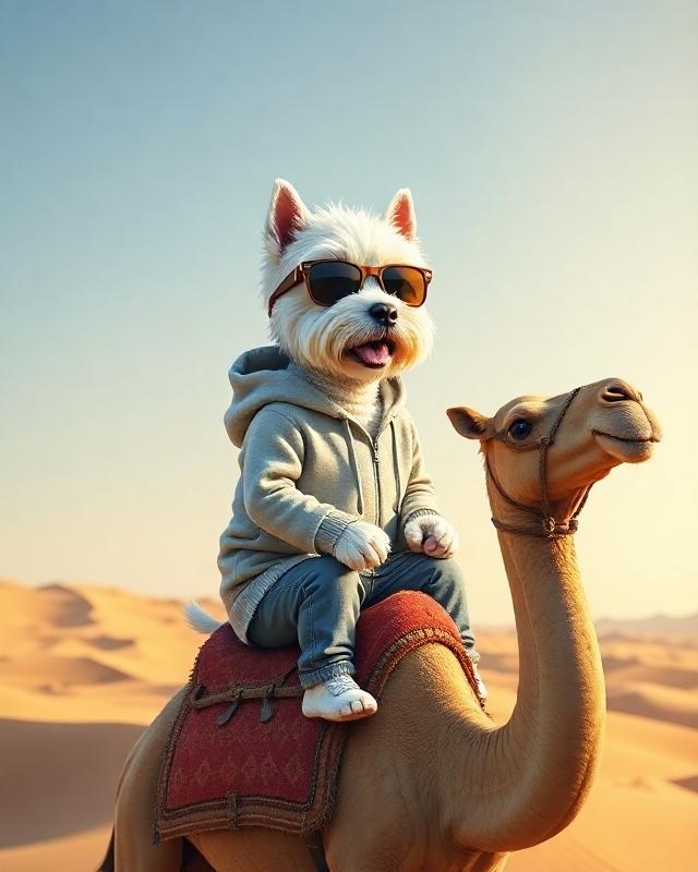 westie_secret's tweet photo. Through the scorching sands, Westie rides on—hoodie up, shades on, no turning back. The desert is just another chapter in the journey🏝️🐫
#WestieSecret #Unopened #desert #trending #viral #water #WhiteTerrier #DesertExplorer #Camel #Crypto #bitcoin #Solana #Web3 #Dune https://t.co/TjBO22Zb5L