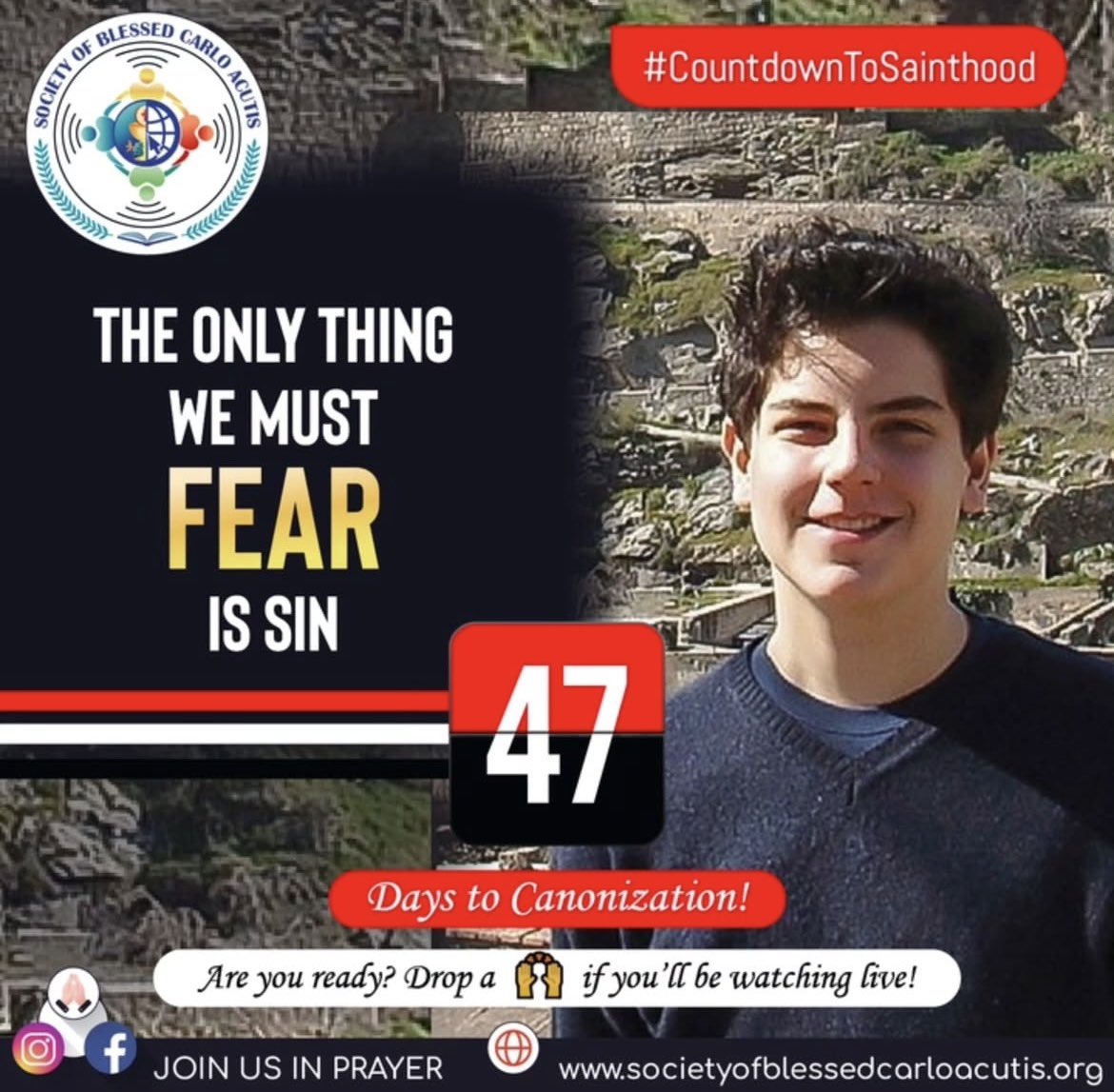 UKDivine's tweet photo. #Countdown to #Sainthood
#CarloAcutis #BlessedCarloAcutis #BlCarloAcutis #CarloAcutis
#GodsWord #GodsTruth
#prayer #Faith #surrendertoChrist
#LoveOfChrist ✝️✝️✝️✝️
#BlessedCarloAcutis pray for us! https://t.co/uWpOjHDtLy