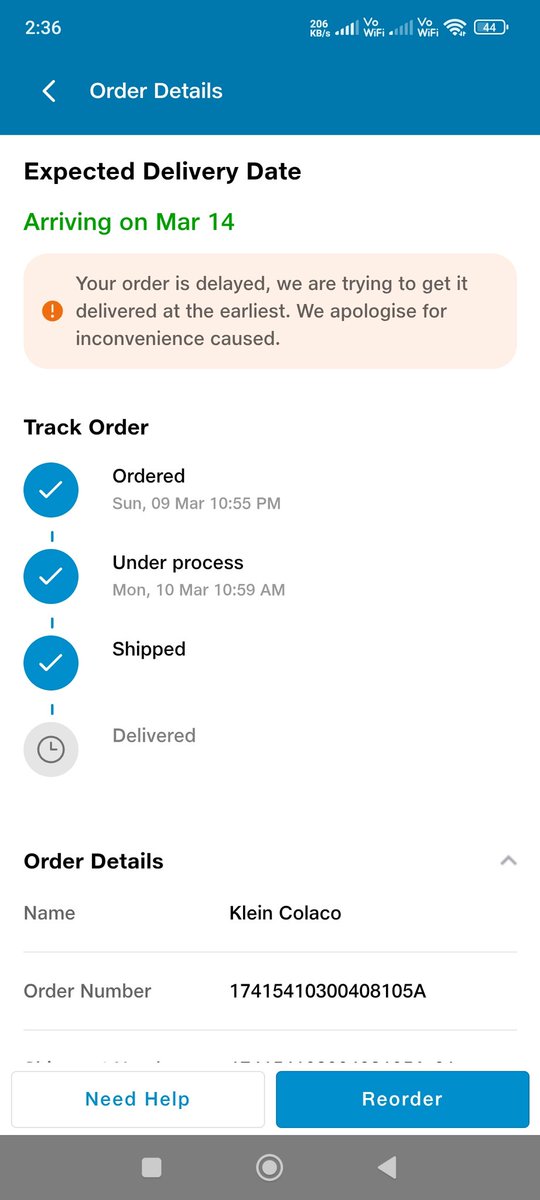 klein121's tweet photo. @JioMart_Support From promising delivery on 12th . Then 14th .. now it's 15th . And the app still shows delivery by 14th.
Please cancel it and refund the amount. https://t.co/pTlW5LnTUx