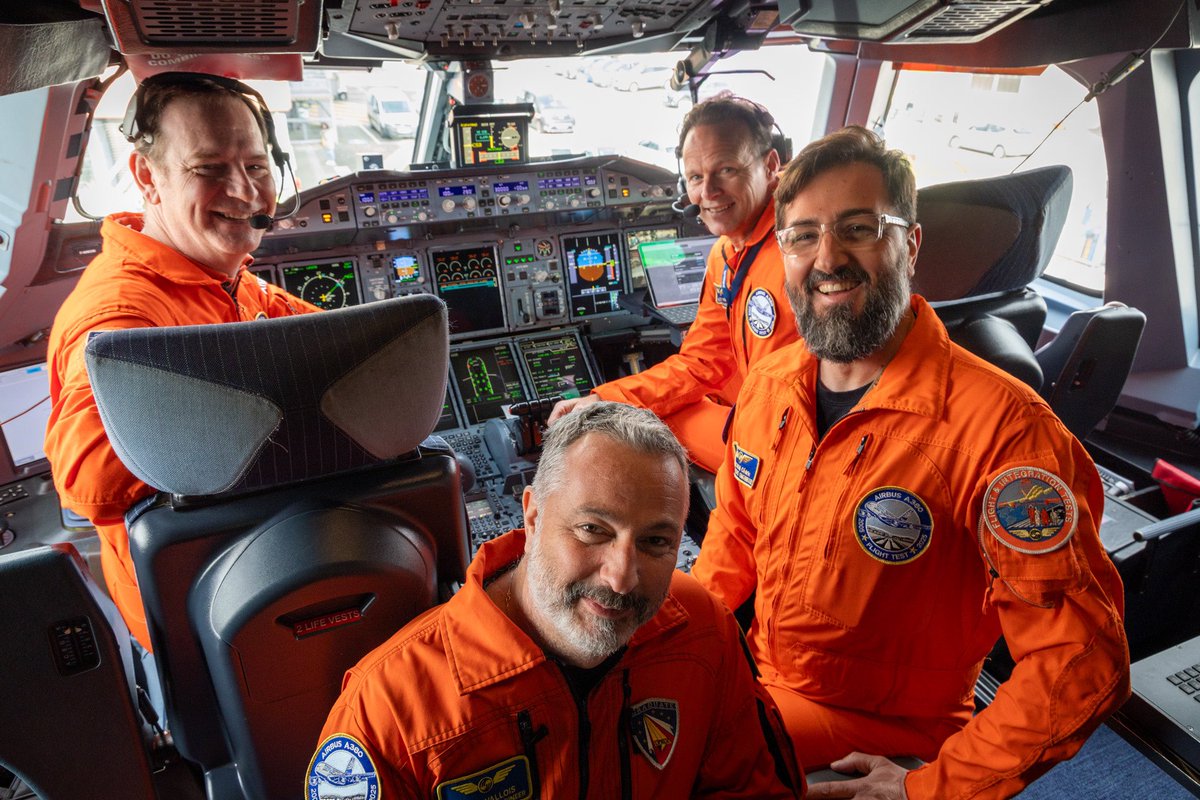 Airbus's tweet image. Yesterday our #A380 took to the skies, kicking off the 1st of a series of flight tests - and surprising fans 😍

These tests enable the certification of the latest developments that keep the A380 in-service fleet flying at the highest of safety and reliability standards. ✈️…