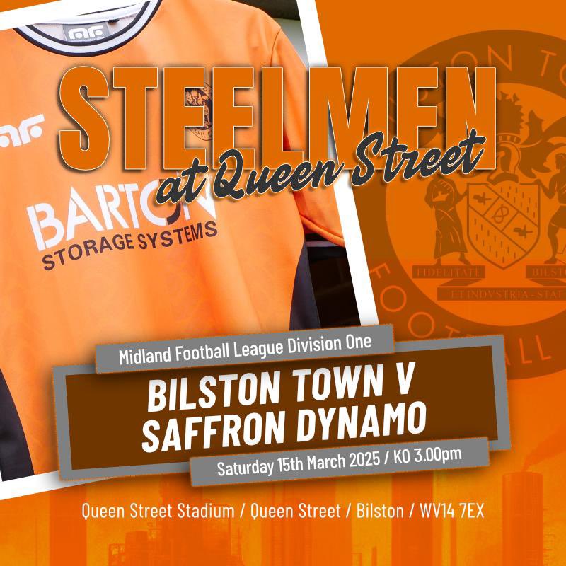 Bilston Town FC (@bilstontownfc) on Twitter photo GAME DAY
Today we host <a href="/saffrondynamofc/">Saffron Dynamo Football Club</a> in the <a href="/MidlandLeague/">Capelli Sport Midland Football League</a>
3pm KO GAME DAY
Today we host <a href="/saffrondynamofc/">Saffron Dynamo Football Club</a> in the <a href="/MidlandLeague/">Capelli Sport Midland Football League</a>
3pm KO
