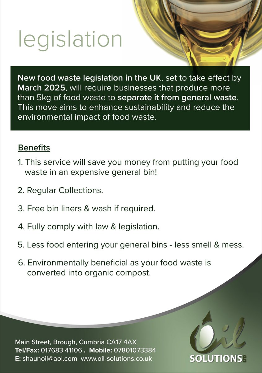 New venture this month as legislation is changing 
FOOD WASTE REMOVAL 🚮