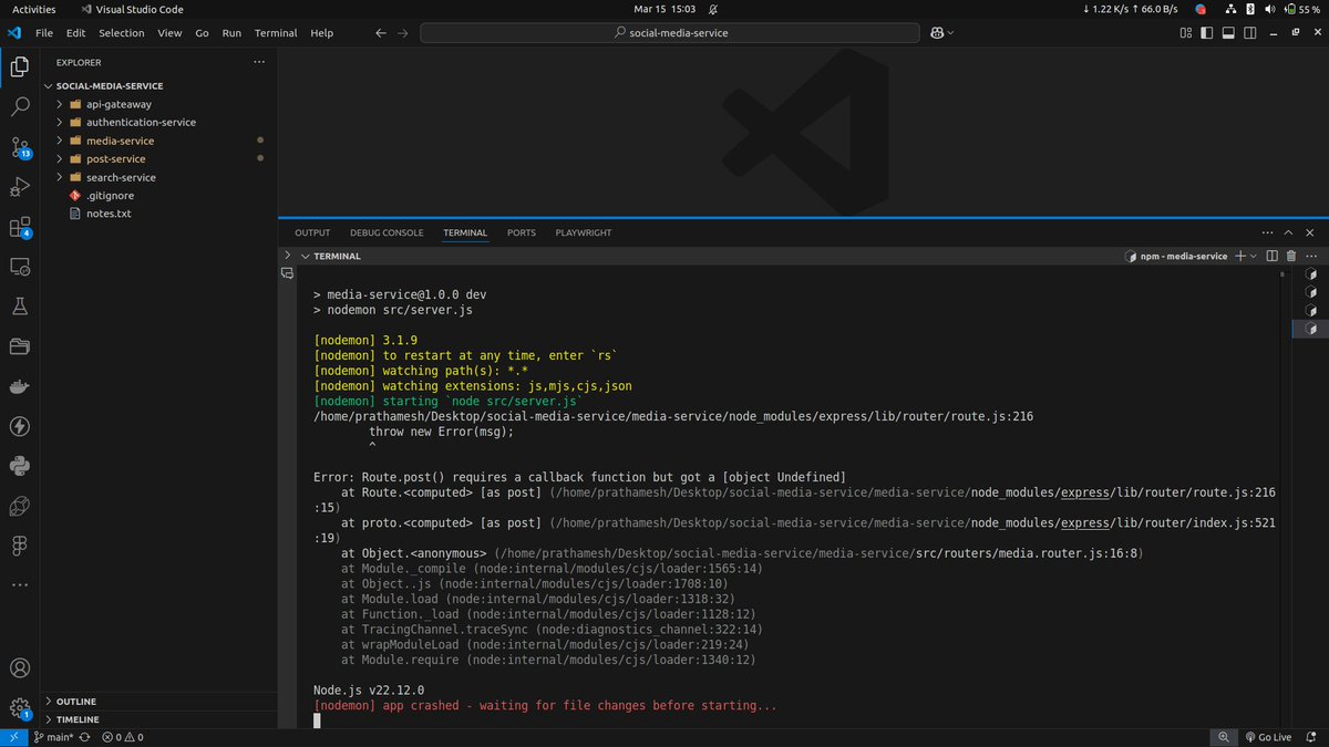 Prathamesh_p128's tweet photo. Hello @nodejs , @NodeJsCommunity,
Can someone help me to fix this error, which i am trying to fix it from last two day.
#ERROR #Express #Node #javascript #backend_developer https://t.co/fHdI16xwgg