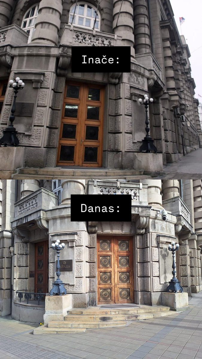 Vrata zgrade Vlade Srbije zakucana daskama. Slika koja dovoljno govori sama za sebe.