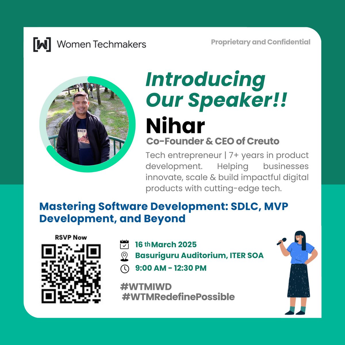 Introducing Our First Speaker!!
🚀 Nihar Ranjan Rout 
Co-Founder &amp; CEO of Creuto

🎤 Topic: Mastering Software Development: SDLC, MVP Development, and Beyond

📅 Date: 16th March 2025
📍 Venue: Basuriguru Auditorium, ITER SOA
⏰ Time: 10:00 AM - 2:00 PM