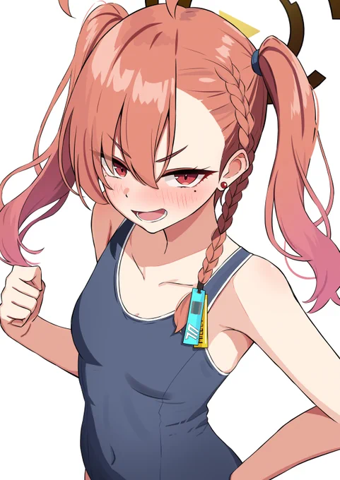 美甘ネル(ツインテール)(スク水)#ブルアカ 
