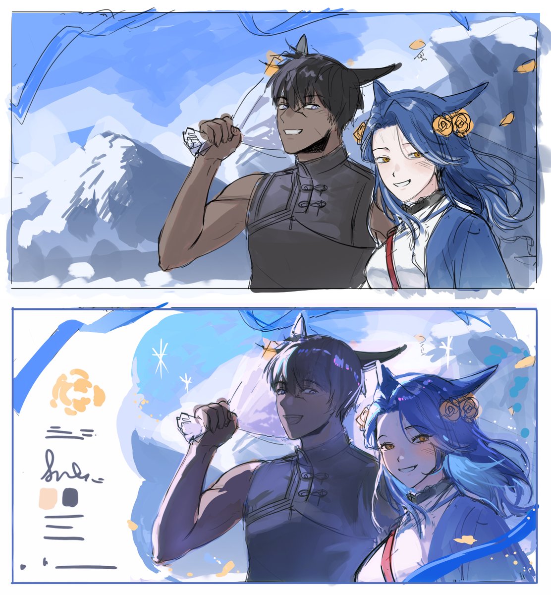 ✨ 학생분 피드백!
빠르게 무드를 잡는 방법을 알려드렸습니다👍 청첩장이라는 키워드를 활용해 디자인 레이아웃을 잡고, 빛과 색감으로 분위기를 살리는 방식으로 접근했습니다~!