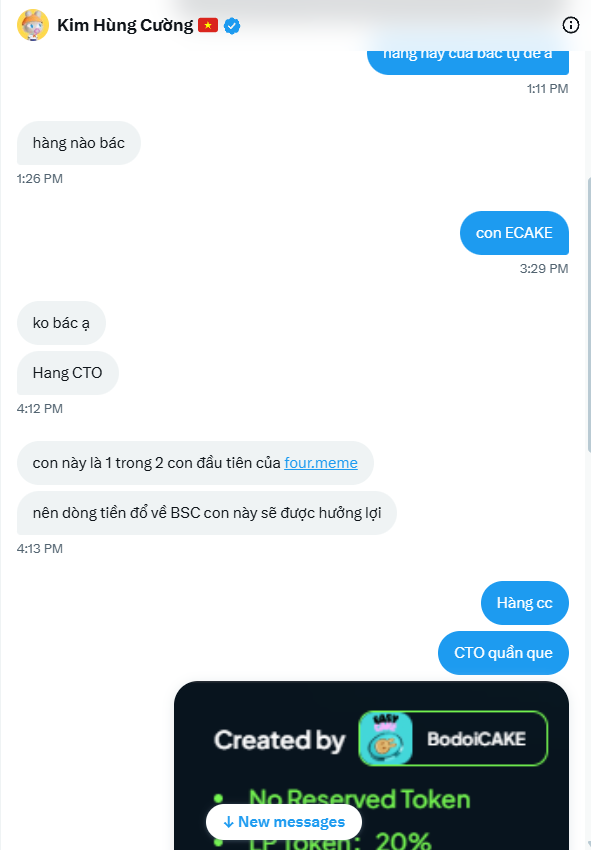 BearDegen_eth's tweet photo. Con lợn này @kimhungcuong  Deloy token trên @four_meme_ Shill láo xong lùa gà, anh em cẩn thận

=> nó deloy token $eCake trên four meme, nó gom hết hàng xong pump láo, dụ anh em vào đu đỉnh xong nó rug 

Đừng ai mua con $ECAKE này mua vào nó scam xong rug luôn là chắc ^^

CA: 0x219c2bd94c34d4417a4a99a1dce14ba95062a06a (SCAM Don't buy)

Bằng chứng là cái ví nó dùng để tạo các token từ trước, nó dùng $CAKE của nó hold để add pool =))))))))), đéo ai đời làm dự án đi add pool = cake bao giờ
https://t.co/kq9sgUdZai

=> Mày làm dự án đéo sai. Nhưng lươn khươn, tao hỏi thì đéo nói, trên đời là đàn ông, dám làm thì dám nhận. Không thì mua cái váy mà mặc vào ^^

=> Làm Dev đéo sai => Dev chơi ẩu mới sai.