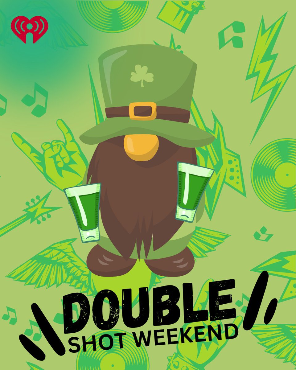 Eagle1063radio's tweet photo. This St. Paddy’s Day weekend, we’re serving up DOUBLE SHOTS of your favorite classic rock legends! 🎸☘️ Two back-to-back hits from Zeppelin, AC/DC, Van Halen, and more—because one just isn’t lucky enough!
Listen on air, on Alexa or on the iHeartRadio app! #iHeartRadio https://t.co/hjafYfalue