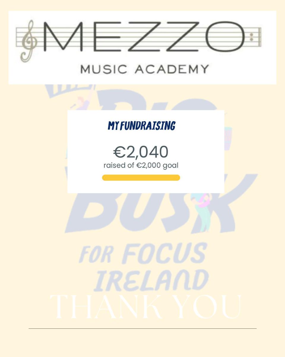 🎼 Mezzo Music Academy (@mezzomusicacad) on Twitter photo We did it! Thanks so much to everyone who donated to the #bigbusk2025 #bigbusk25 for <a href="/FocusIreland/">Focus Ireland</a>
Well done to all of our students, teachers and parents who helped make it happen 👏 We did it! Thanks so much to everyone who donated to the #bigbusk2025 #bigbusk25 for <a href="/FocusIreland/">Focus Ireland</a>
Well done to all of our students, teachers and parents who helped make it happen 👏