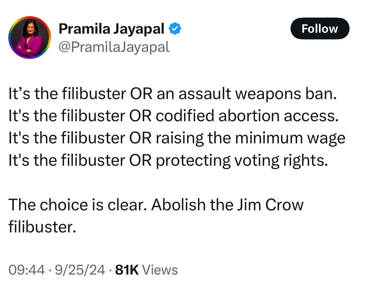 kyrstensinema's tweet photo. Just surprised to see support for the “Jim Crow filibuster” here https://t.co/AWQKGHN9CG