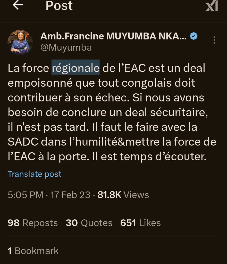 sole_manzi's tweet photo. @Muyumba Quand allez-vous reconnaître vos torts sur #EACRF après l'échec de votre position favorable à la SADC ? N'oubliez pas que l'EACRF a maintenu la guerre pendant six mois, tandis que la SADC revient la queue entre les jambes. https://t.co/TOHbaZXd1w