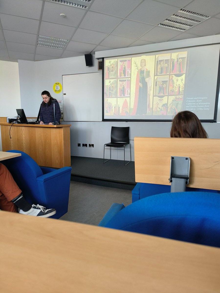 And we're off with our first panel of the day, Artistic Narratives. Chloe Rudolph discusses paintings of female martyrs as the ideal woman.