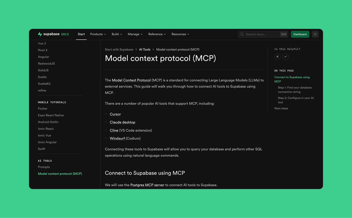 dshukertjr's tweet image. We now have an MCP guide within our docs at Supabase!

supabase.com/docs/guides/ge…