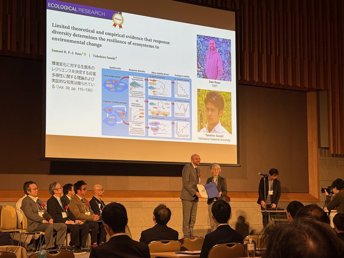 Ecological Research (@ecologicalres) on Twitter photo #ESJ72
2024 Ecological Research Paper Award🏆(25th, from Vol39)
Congrats!👏
Samuel R P-J Ross <a href="/SamRPJRoss/">Dr Sam Ross</a>, Takehiro Sasaki
Limited theoretical and empirical evidence that response diversity determines the resilience of ecosystems to environmental change
doi.org/10.1111/1440-1… #ESJ72
2024 Ecological Research Paper Award🏆(25th, from Vol39)
Congrats!👏
Samuel R P-J Ross <a href="/SamRPJRoss/">Dr Sam Ross</a>, Takehiro Sasaki
Limited theoretical and empirical evidence that response diversity determines the resilience of ecosystems to environmental change
doi.org/10.1111/1440-1…