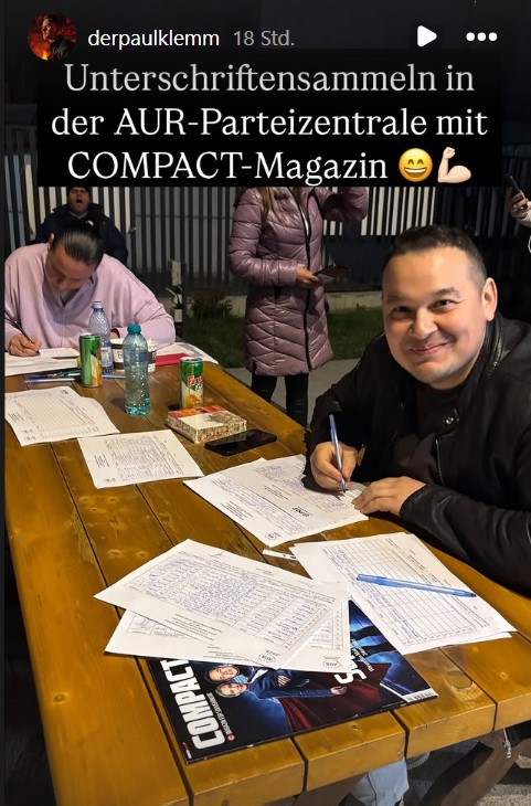 #AntifaGrenzenlos: Paul Klemm vom extrem rechten Magazin COMPACT ist gerade in #Rumänien und interviewt Vertreter der extrem rechten Partei „Alianța pentru Unirea Românilor“ (AUR).