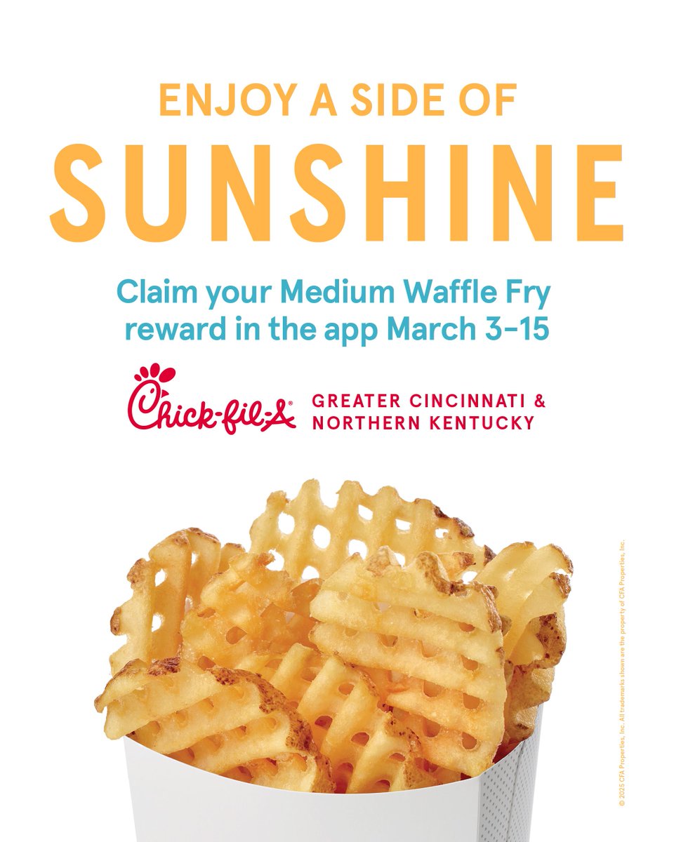 It's the last day to claim your free side of sunshine. Claim your Waffle Fry reward in our app. Download the app today.